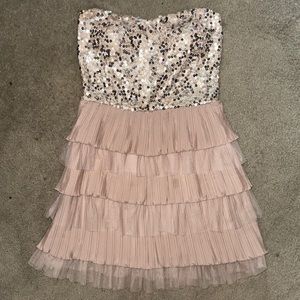love reign sequined strapless dress
